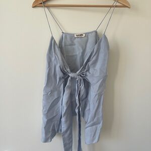 djerf avenue tie tank top baby blue